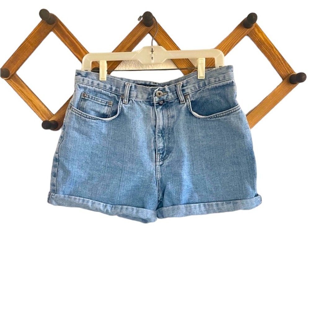 Nautica | Vintage High rise light wash denim rolled jean shorts size 30